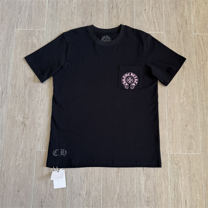 chrome hearts pink horseshoe print short sleeve t-shirt